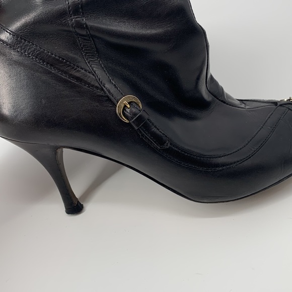 FENDI Black Leather Heeled Boots Tall Zipper - Picture 11 of 15